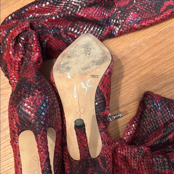 Jessica Simpson Red Heeled Boots with Stiletto Heel - Picture 8 of 11